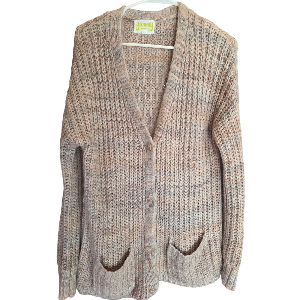 Yummy Chunky Knit Cardigan Sweater S Womens Cottage Core Long Sleeve Warm Winter